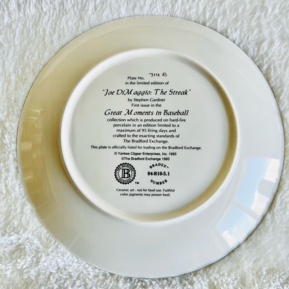 BRADFORD EXCHANGE Joe DiMaggio The Streak Collectors Plate Baseball MLB - Picture 2 of 6